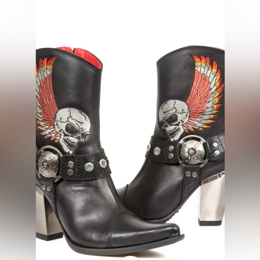 New Rock kick ass rocker skull cowboy boots